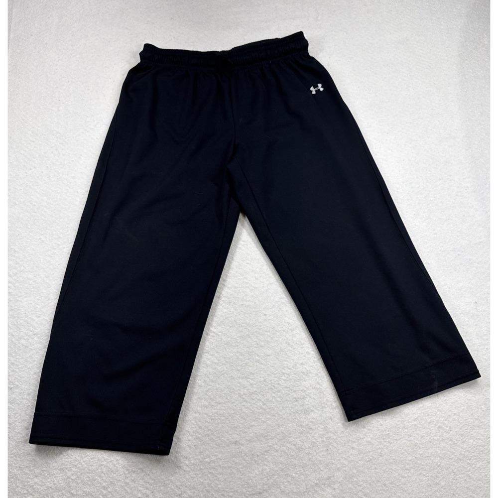 Under Armour Women's Cropped Black Leisurewear Sz Medium‎ Relaxed Wide Leg Pants